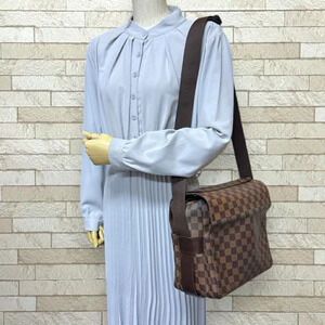 Louis Vuitton Naviglio Shoulder Damier Canvas Brown Bag